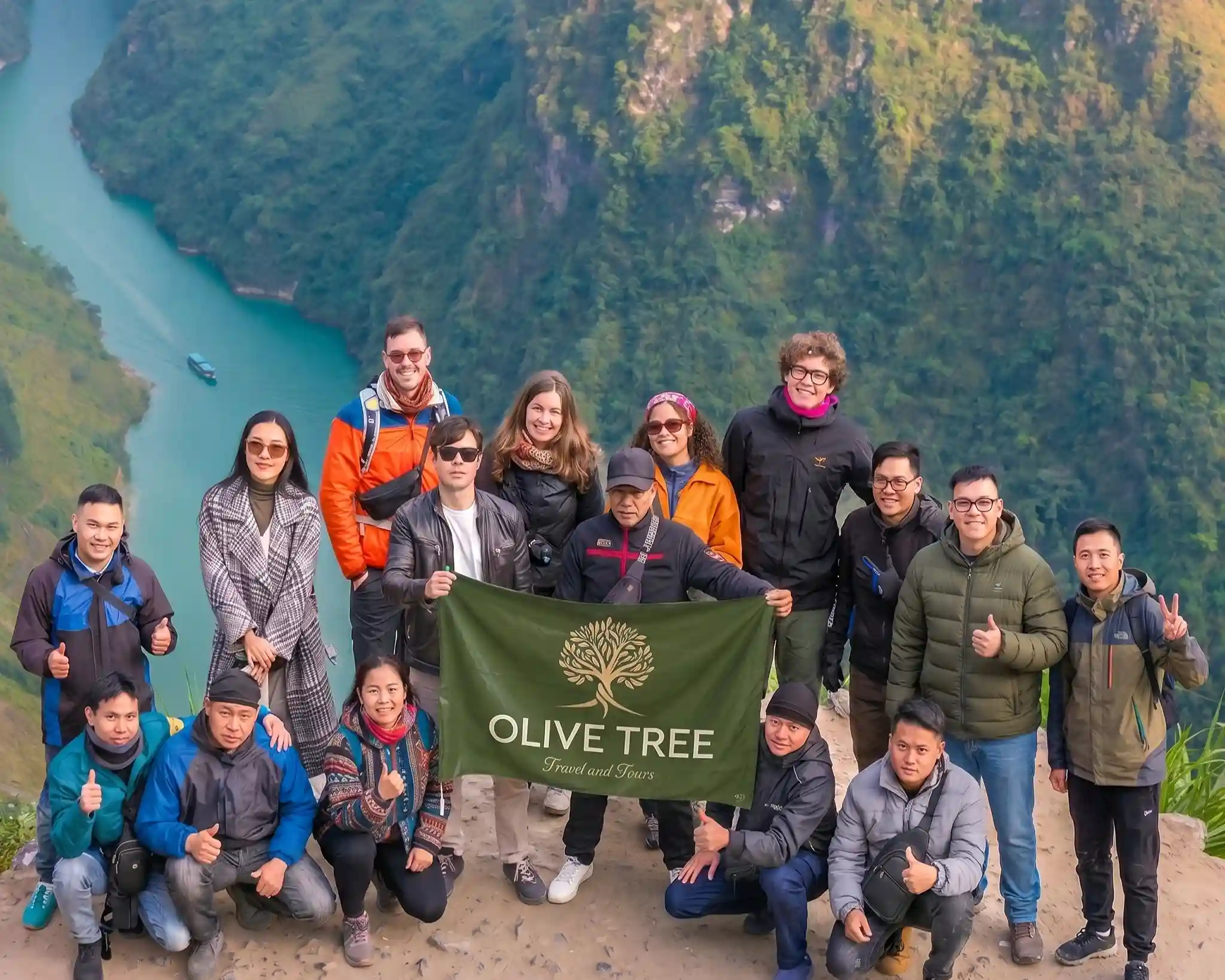 Olive Tree group at a Ha Giang viewpoint