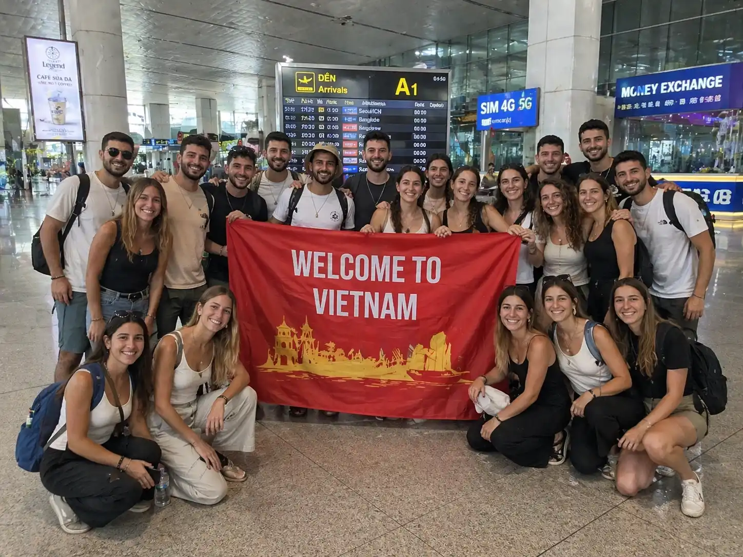 Group welcomed on arrival at a Vietnam airport