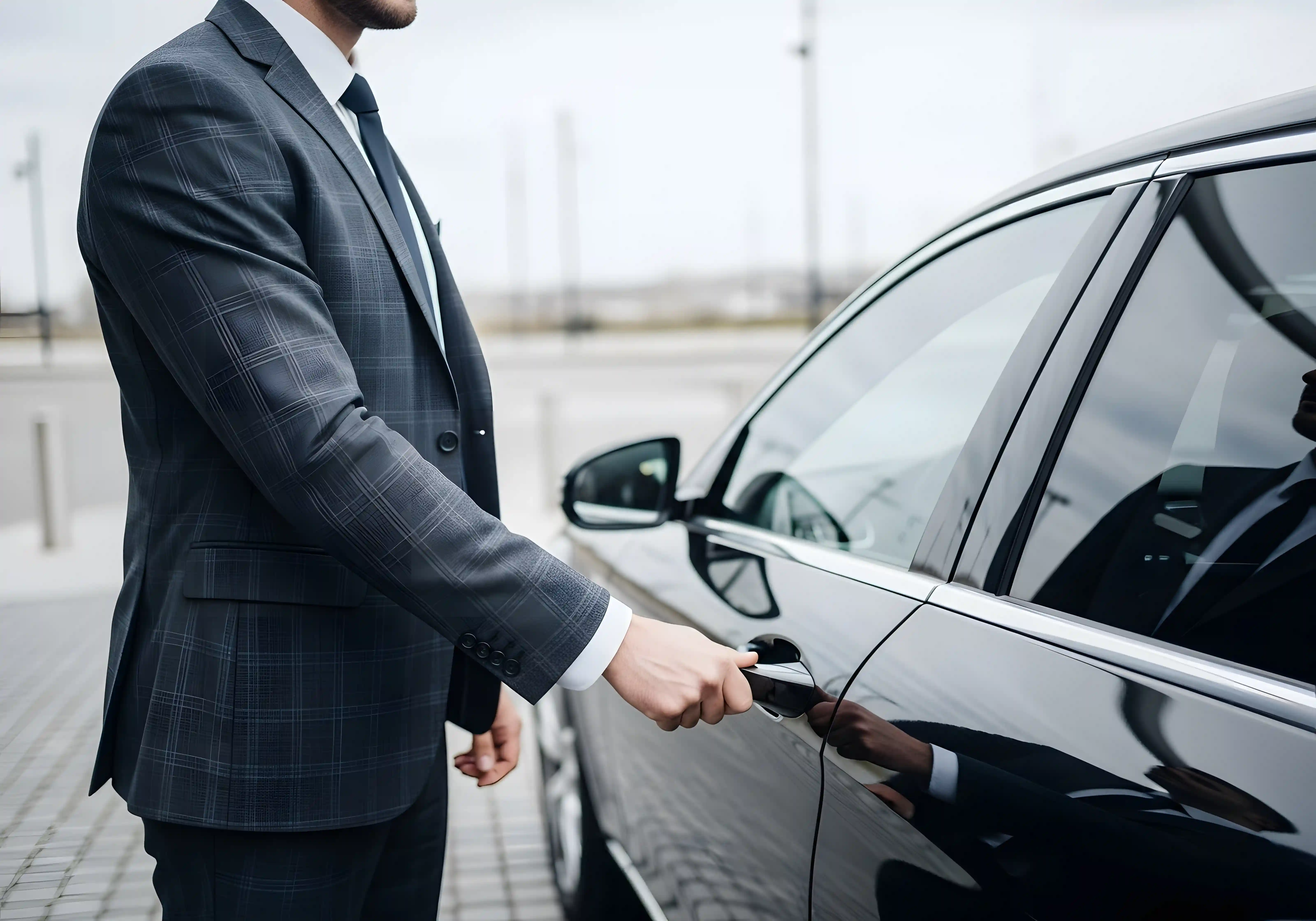 Chauffeur opening a luxury car door