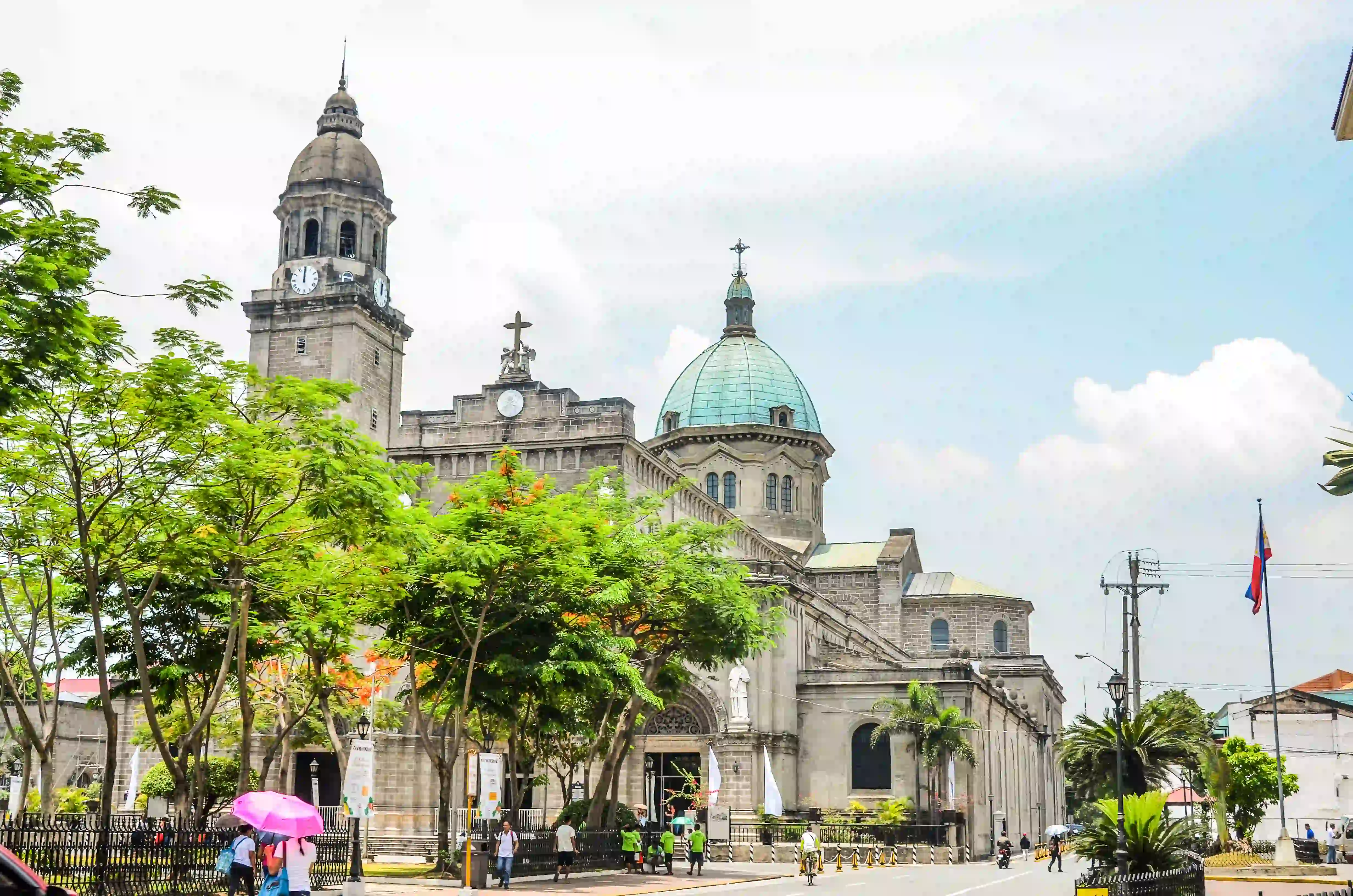 Manila Cathedral rising above the rooftops of Intramuros