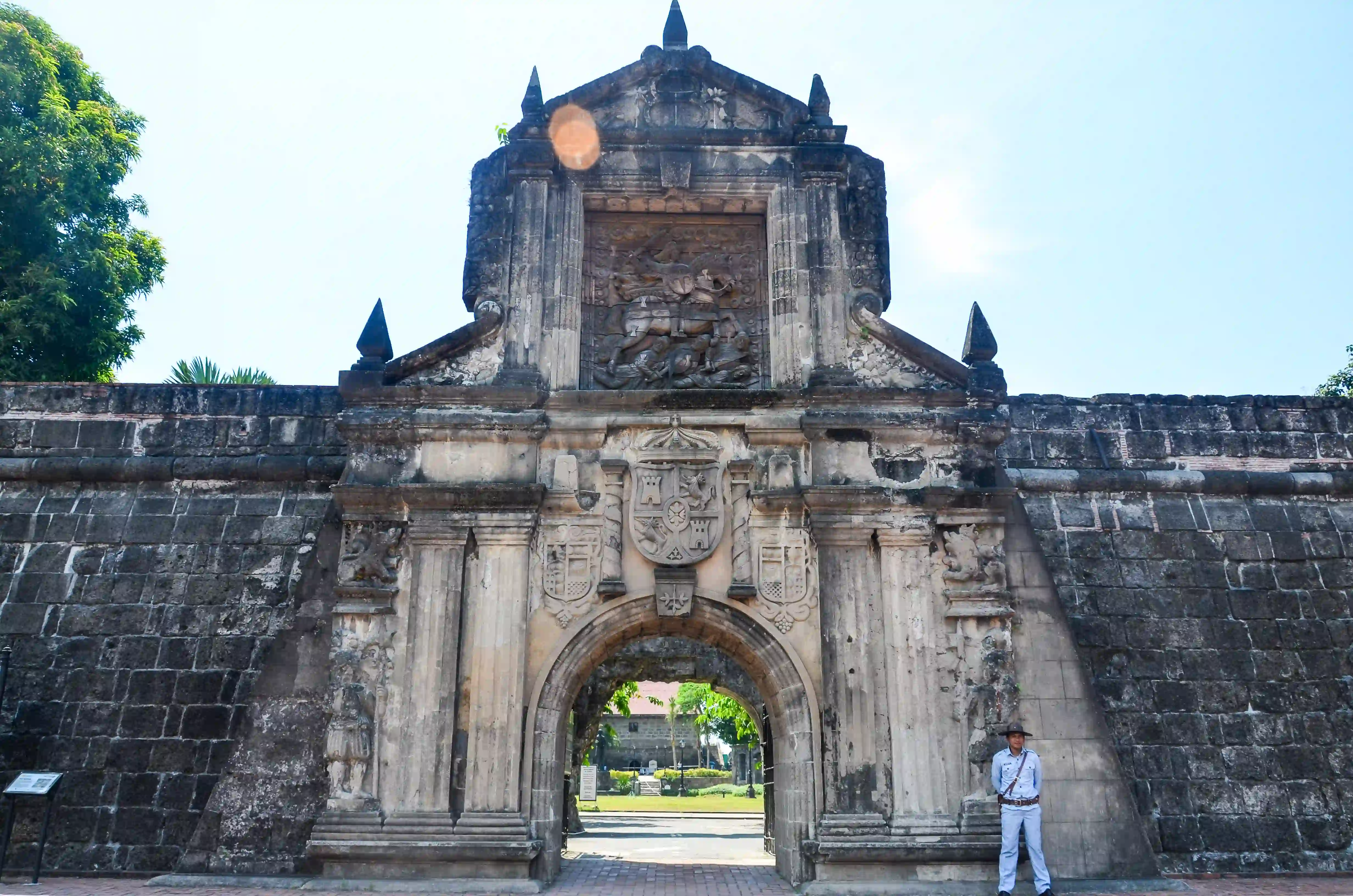 Stone gate of Fort Santiago in the walled city of Intramuros, Manila