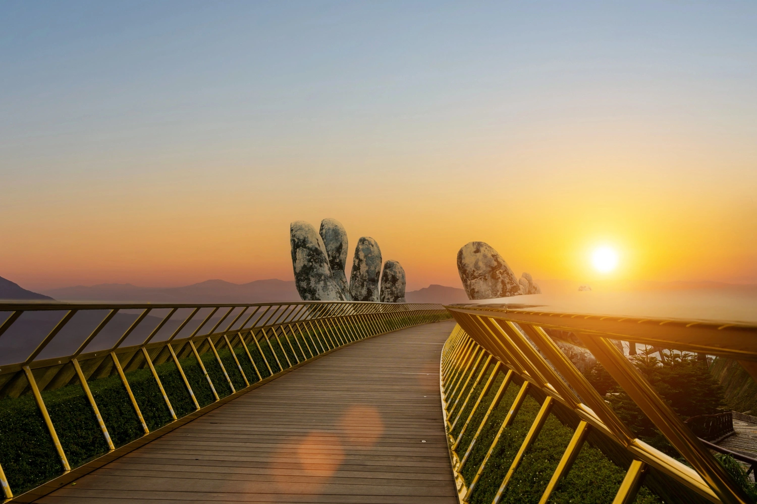Golden Bridge held by giant stone hands, Ba Na Hills, Da Nang